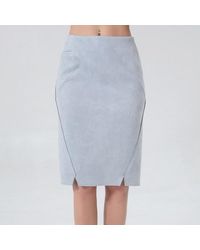 Smart & Joy - Suede Rechte Rok - Lyst