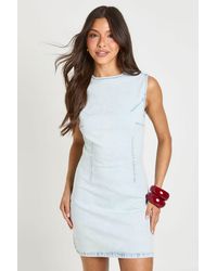 Boohoo - Basic Denim Shift Dress - Lyst