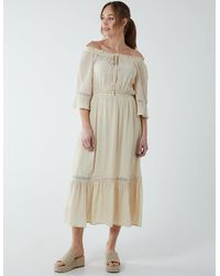 Blue Vanilla - Off Shoulder Elasticated Lace Insert Midi Dress - Lyst