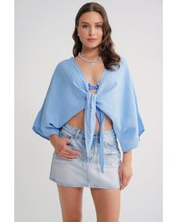 MixRay - Gestructureerde V-Hals Bolero Blouse - Lyst