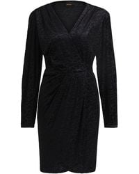 BOSS - Edevoras V-Neck Long Sleeve Knee Length Dress - Lyst