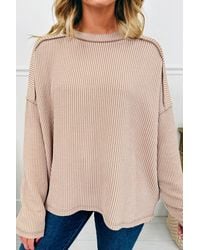 Azura Exchange - Textured Knit Long Sleeve Top - Lyst