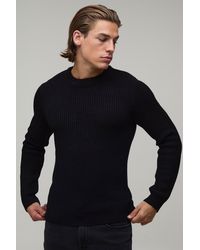 BoohooMAN - Muscle Fit Ribbed Knitted Jumper - Lyst