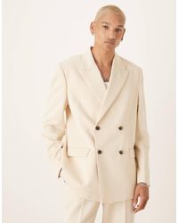 ASOS - Relaxed Square Shoulder Double Breasted Suit Jacket With Cotton - Lyst
