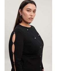 Karen Millen - Plus Size Viscose Blend Stud Detail Long Sleeve Knit Top - Lyst