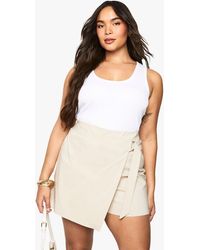 Boohoo - Plus Wrap Buckle Skort - Lyst