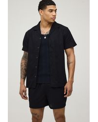BoohooMAN - Holiday Linen Blend Regular Shirt & Relaxed Short Set - Lyst