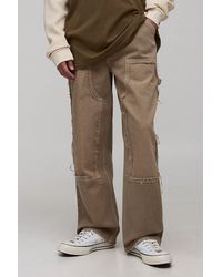 BoohooMAN - Relaxed Fit Washed Carpenter Distressed Worker Jeans - Lyst