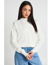Boohoo - Crew Neck Button Up Cardigan - Lyst