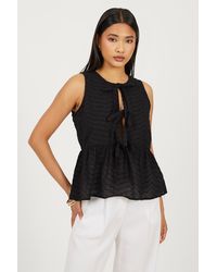 Brave Soul - Shirred Tie Front Vest - Lyst