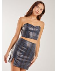 Pink Vanilla - Pu Snake Print Bandeau Top - Lyst