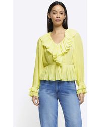 River Island - Blouse Plisse Frill - Lyst