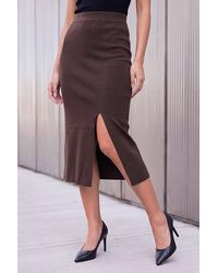 Roman - Side Split Knit Skirt - Lyst