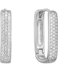SEOL + GOLD - Sterling Pave Cz Rectangle Hoops - Lyst