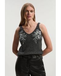 Karen Millen - Archive Floral Embellished Cosy Wool Blend Camisole Top - Lyst