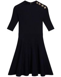 Ted Baker - Lilano Ribbed Knit Button Detail Dress Viscose - Lyst