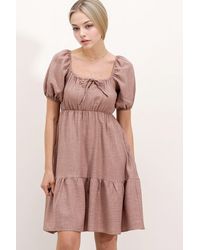 Bigdart - Square Neck A-Form Mini Dress With Bow - Lyst