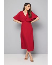 Wallis - Cape Sleeve Twist Front Midi Dress - Lyst