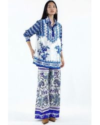 Msn-Collection - Floral Shirt And Wide-Leg Trousers Set - Lyst