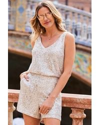 Sosandar - Champagne Sequin V Neck Cami Top - Lyst