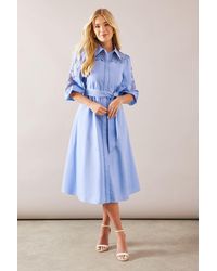 Wallis - Petite Occasion Cotton Cutwork Detail Shirt Dress - Lyst