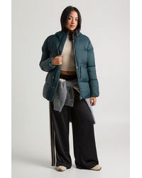 Boohoo - Cinch Waist Hooded Puffer Jacket - Lyst