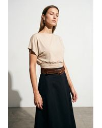 Dilvin - Modal Blend Uitsnijding Crew Neck Blouse - Lyst