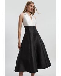 Karen Millen - Petite Twill Contrast Tux Tailored Full Skirted Shirt Dress - Lyst
