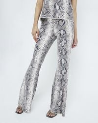River Island - Flared Trousers Sequin Snake Print - Lyst