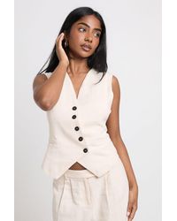 Boohoo - Linen Look Asymmetric Waistcoat - Lyst