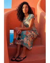 Roman - Paisley Print Short Sleeve Midi Dress - Lyst
