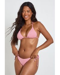 Boohoo - Gingham Triangle Bikini Top And Tie Side Bottoms Set - Lyst