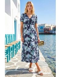 Roman - Floral Lace Trim Midi Dress - Lyst