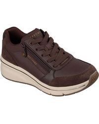 Skechers - Billion Flex Luxe Up Leather Chocolate Duraleather/Mesh Trainers - Lyst