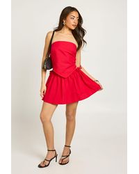 Boohoo - Cotton Poplin Tie Side Mini Skirt - Lyst