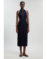 Karen Millen - Petite Rib Knit Military Colour Block Sleeveless Midi Dress - Lyst