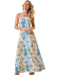 Roman - Petite Abstract Gathered Halter Maxi Dress - Lyst