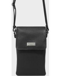 Assots London - 'maria' Black Pebble Grain Real Leather Crossbody Phone Bag - Lyst