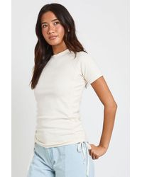 Boohoo - Heavy Cotton Ruched Tie Side Short Sleeve Top - Lyst