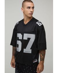 BoohooMAN - Oversized Boxy Embellished Homme V-Neck Baseball Sports Top - Lyst