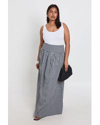 Boohoo - Plus Gingham Poplin Maxi Skirt - Lyst