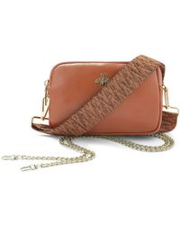 Woodland Leathers - Ladies Crossbody Bag With Wide Strap, Chain And Wristlet - Lyst