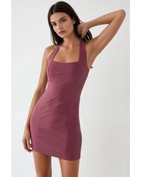 Hiccup - Fitted Mini Dress With Square Collar - Lyst