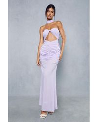 MissPap - Sheer Overlay Ruched Choker Neck Cut Out Maxi Dress - Lyst