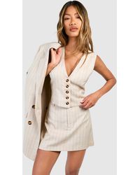 Boohoo - Tonal Stripe Micro Mini Skirt - Lyst