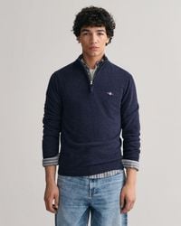 GANT - Superfine Lambswool Half Zip Cardigan - Lyst
