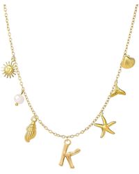 The Jewellery Stockroom - Plated Sea And Initial Life Statement Charm Necklace - Lyst