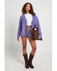 Boohoo - Oversized Boucle Knitted Boyfriend Cardigan - Lyst