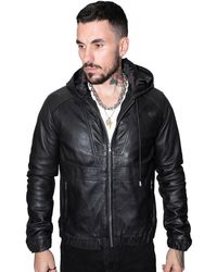 Infinity Leather - Casual Hooded Bomber Jacket-Odesa - Lyst