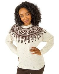 Roman - Petite Neppy Fairisle Knit Jumper - Lyst